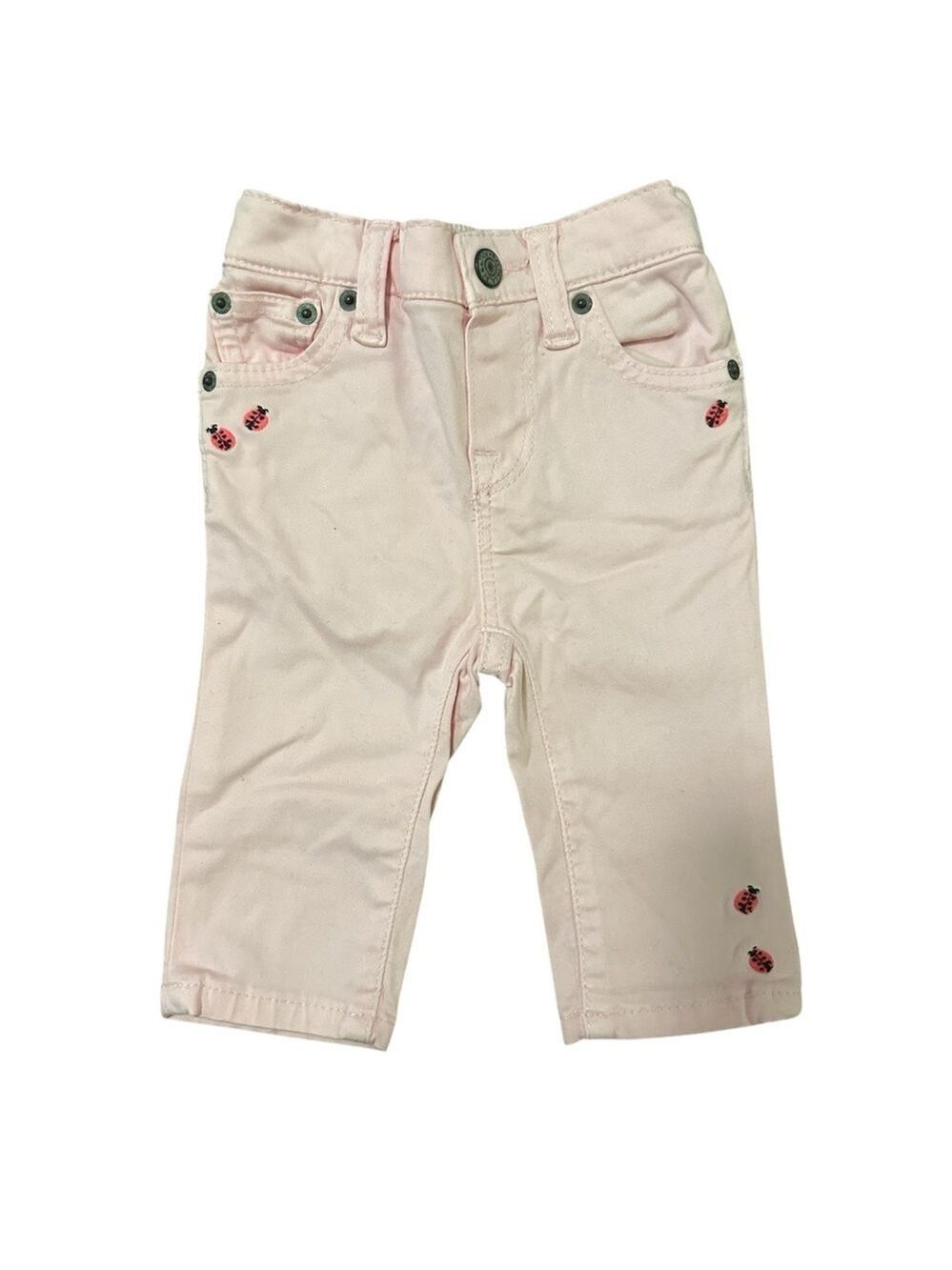 Polo Ralph Lauren Baby Tompkins Embroidered Ladybugs Pink Skinny Jeans